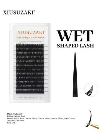 XIUSUZAKI 12 filas de extensiones de pestañas tipo manga con volumen, estilo cosplay, tipo picos, suministros de pestañas abanico premontadas