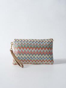 Tropiscape 编织 V 形图案草编包带腕带，适合节日/度假/假日，与度假服装完美搭配，女士度假氛围，放松身心，海滩度假 - 彩色 - 查看 4