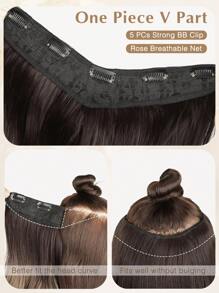 Extensions de cheveux Extensions à clipper en forme de V Extensions de cheveux ondulés Extensions synthétiques en 1 pièce seul morceau avec 5 clips de sécurité Extensions de cheveux à clipser pour usage quotidien des femmes