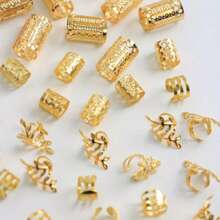 40pcs Bohemian Style Metal Open Hair Rings, Stylish French Hair Clips Accessories For Fashionable Girls,Hair Barrettes