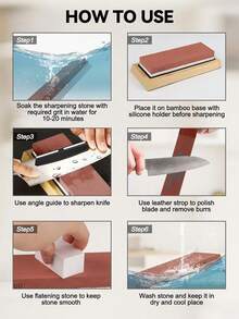 1/3/8件磨刀器套装，双面磨刀器 400/1000 3000/8000 砂砾磨刀器适用于刀片磨刀器带角度引导防滑底座皮铲