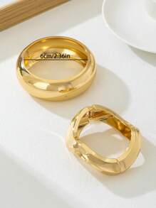 2 pièces Set de bracelets jonc dorés ronds luxueux et , convenant aux femmes, applicable pour soirée, rendez-vous, rassemblement et cadeaux de fête