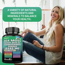 All-In-1 Sea Moss, Black Seed, Ashwagandha, And Ginger Supplement, 19, 445 Mg Extra Strength Immune Support Blend With Turmeric And Vitamin C - 120 Count - 120 viên nang - Xem 2