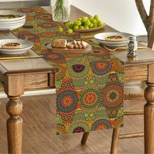 Caminho de Mesa para Sala de Jantar - Designs Geométricos Boêmios, Decoração de Cozinha em Poliéster Lavável e Reutilizável - Multicolorido - Ver 8