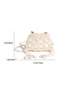 Cute Mini Purse Women Fashionable Beaded Silver Color Crossbody Coin Lipstick Bag