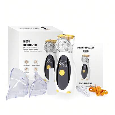 便携式加湿器、面部蒸汽机、美容喷雾补水仪、冷喷雾器、纳米喷雾、网状雾化器、超声波细雾雾化器（带 2 个面罩和 1 个吸管）、家庭必需品