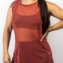 Camisa Blusa De Tule Regata Transparente Academia Esporte Moda Fitness