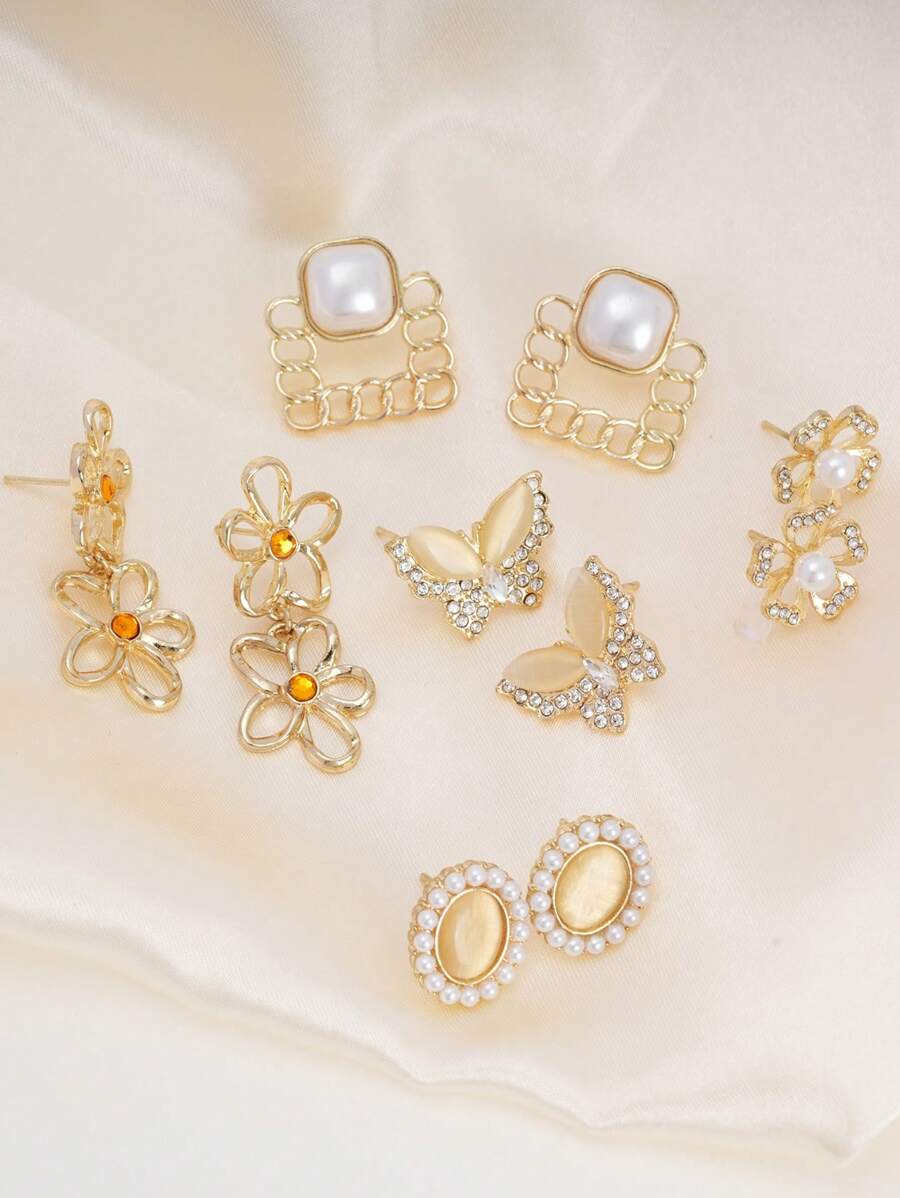5pcs/Set Minimalist Elegant Quality Earring Combo