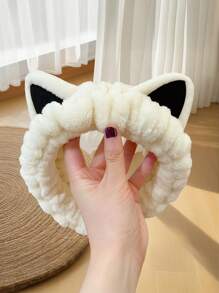 Cat Ears Coral Velvet Face Spa Hairband - Comfortable And Stylish Wash And Make-Up Headband Cute Face Wash Hair Band Plush Headband Wider Non-Slip Face Wash Make Up Anti Wet Hair Sports Face Wash Special Hair Tie Back To School