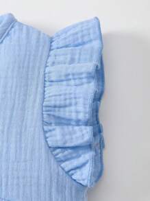 MommBaby Baby Girl Casual Flower Embroidery Ruffle Trim Romper, Summer