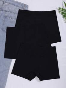 3 件装黑色舒适弹力无缝内裤，透气隐形内裤