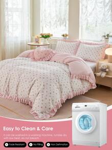 2/3 pièces Ensemble de housse de couette style romantique français, ensemble de housse de couette imprimé de roses charmantes, 1 pièce de couette avec 1/2 pièces de taies d'oreiller, doux et respirant, élégant et charmant couvre-lit décoratif pour chambre à coucher ou dortoir, convient parfaitement aux lits simples, doubles, queen et king