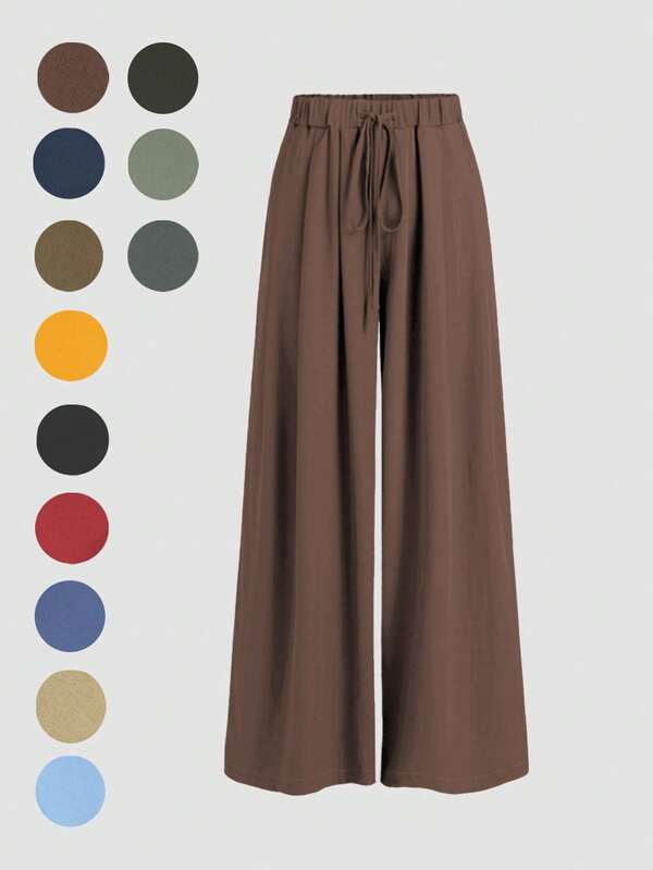 Pantalones casuales de dama apropiados para citas, uso estudiantil y viajes diarios, lanzados en el otoño y principios del otoño de 2025. Básicos versátiles, casuales, para la playa y otras escenas. Pantalones casuales de dama con diseño de cordón en la cintura, adecuados para salir y también se pueden usar como ropa de casa.