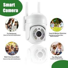 Telecamera IP per videosorveglianza remota da 2MP con rilevamento di movimento, visione notturna a colori, senza fili per uso interno/esterno, controllo PTZ, con archiviazione su scheda SD e cloud