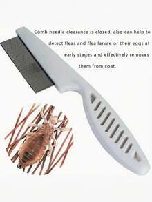 1pc 2-In-1 Pet Hair & Tear Stain Remover Brush - Stainless Steel Dog & Cat Flea Comb, Effectively Trims & Gently Removes Matted Fur And Fleas, Suitable For Dogs And Cats
