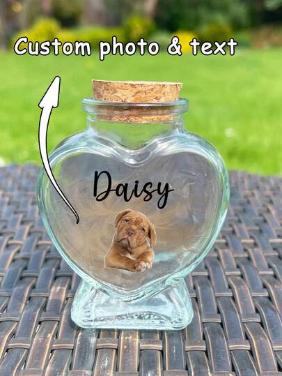 1Pc Personalized Pet Fur Memorial Jar,Custom Pet Hair Memorial Jar,Pet Fur Keepsake,Loss Of Pet Gifts,Dog Rememberance Gift,Urn Memorial Gift ﻿