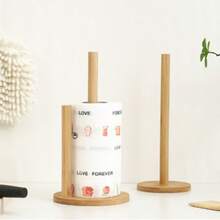 1 pieza Soporte de papel higiénico de madera/bambú, dispensador de caja de pañuelos de pie para cocina, baño, dormitorio, versión estándar de 24.5 cm de altura, versión extendida de 28 cm de altura - Caqui - Ver 7