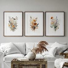 1pc Scandinavian Minimalist Aesthetic Wall Art Neutral Watercolor Wildflowers Plants Poster Prints Home Bedroom Living Room Modern Decor Gift Optional Frame