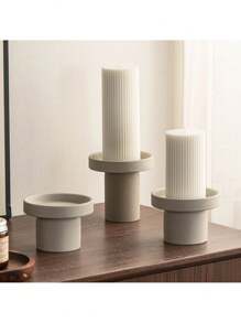 1 Pc Ceramic High Stem Candle Holder, Living Room High-Aesthetic Atmosphere Diffuser Base, Retro Ceramic Fragrance Tray