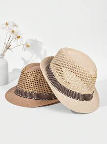 Chapéu de Palha Leve Cáqui Masculino Monopeça. É Respirável no Verão, Trazendo Uma Sensação Refrescante. Esse Chapéu Elegante é Confortável e Leve, e É Um Chapéu de Sol Conveniente e Prático. É Um Chapéu de Sol Versátil, Adequado para a Primavera, Destacando Um Temperamento Elegante. O Chapéu Refrescante Com Material Delicado e Suave à Pele é Um Item Essencial para a Praia.