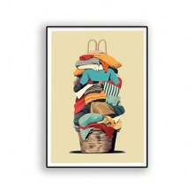 1pc Laundry Day Art Poster Good Quality Prints And Posters Vintage Room Home Bar Cafe Decor Aesthetic Posters Waterproof Paper ,Wall Art With Frame