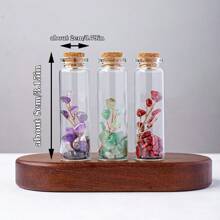 1 Peça Garrafa de Desejo de Pedras Preciosas de Cristal Curativo Natural, , Quartzo Rosa, Ametista, Garrafa à Deriva, Presentes de Casa para o Natal