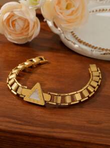 1 pieza Pulsera de acero inoxidable con esfera de números romanos y cuentas, estilo INS para citas de verano y fiestas