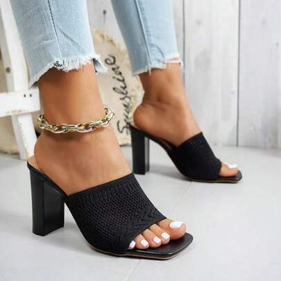 Sandali intrecciati con tacco alto e chunky, tacco alto da 9cm, scarpe da festa di moda adatte per matrimoni, festa, abbinabili a vestiti da lavoro, abiti, jeans, eleganti ed essenziali per le signore