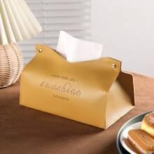 1pc Elegant Golden "Enjoy Your Life Sunshine Happiness" Tissue Box - Rectangular, Stylish Home Decor For Living Room, Bedroom, Kitchen | Ideal Christmas & Halloween Gift, Gift Tissue Box | Modern Tissue Holder | Zinc Alloy Handles, Tissue Box Decor, School Supplies,Back To School