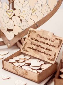 60pcs PersonalizedWedding Ceremony Decor, Guest Book Alternative, Wood Decorations, Drop Box Heart, Bridal Shower Gift