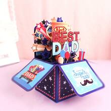 1pc 3D Pop-Up "Best Dad" Cards With Envelopes - Cartoon Star Patterns, Personalized, Multilingual (English, German, French, Japanese, Korean) - Perfect For Father's Day, Birthdays, Anniversaries, Thanksgiving - Bất Ngờ Celebrate Cards For Anyone