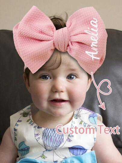 Custom Baby Name Bow,Personalized Name Baby Bows,Baby Bow Headband,Custom Baby Girl Headwrap,Embroidered Name Headband,Newborn Headband Bow