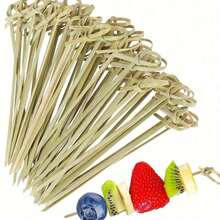 [200/100/50/25/10]Pcs 12cm Blue & White Porcelain Knot Decorative Fruit Skewers/Toothpicks/Cocktail Sticks, Suitable For Parties, Birthdays, Weddings, Outdoor Burgers, Fruit Decor, Party Supplies, Gifts, Healthy & Hygienic,School Supplies - Cadet Blue - View 5