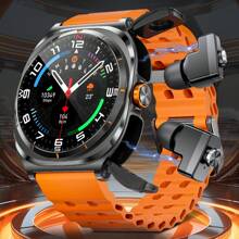 GUHUAVMI 2025 New TWS Earphones Smartwatch 2-In-1, 1.53'' HD Screen, HiFi Sound Effects, Built In Earbud, Wireless Call, NFC Smart Watch, Fitness Tracker With Pedometer, Heart Rate Sleep Monitor Smartwatch, Sports Music Watch, Compatible With IOS And Android, Compatible With Galaxy Watch 7 Ultra