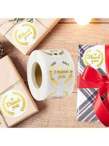 500 pezzi/rotolo Adesivi in oro con la scritta "Grazie", rotondi da 1 pollice, ideali per biglietti di auguri, matrimoni, regali per le vacanze, buste, decorazioni fai-da-te con brillantini, etichette adesive in PVC, forniture per la scuola, back to school