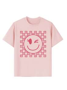 Paquete de 3 camisetas de manga corta y cuello redondo informales estampadas para niñas, con diseño de conejo bonito, ropa de verano para estudiantes y niños, ¡que aporta alegría y felicidad a cada niño!