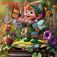 1 pièce Piquet de jardin en acrylique plat 2D, représentant un gnome imaginatif et un papillon - décoration extérieure vibrante pour les jardinières, les patios et les pelouses - imperméable et résistant aux rayures - cadeau de vacances parfait pour la famille et les amis, décoration de jardin, style aléatoire 2D plat