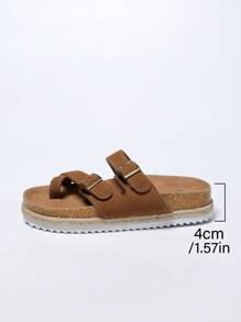 Retro Thick Sole Slide Sandals For Women, Summer Outdoor Wear With Dresses, Slip-On Sandals