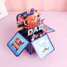 1pc 3D Pop-Up "Best Dad" Cards With Envelopes - Cartoon Star Patterns, Personalized, Multilingual (English, German, French, Japanese, Korean) - Perfect For Father's Day, Birthdays, Anniversaries, Thanksgiving - Bất Ngờ Celebrate Cards For Anyone