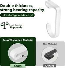 Thickened Hooks Overhead Storage Racks,Garage Hooks Ceiling,Add-On Storage Hook Garage Ceiling Rack Wall Shelving,Heavy Duty Hanging Bike Hooks, Bike Hangers Hooks 4 Pack, White - Silver - View 7
