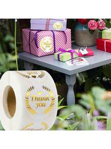 500 pezzi/rotolo Adesivi in oro con la scritta "Grazie", rotondi da 1 pollice, ideali per biglietti di auguri, matrimoni, regali per le vacanze, buste, decorazioni fai-da-te con brillantini, etichette adesive in PVC, forniture per la scuola, back to school