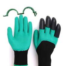 带爪式挖土机的园艺工作手套（用于种植）、防护防滑园艺手套、户外草坪庭院手套、植物固定夹、番茄棚架夹、黄瓜藤蔓夹