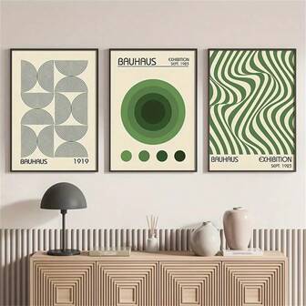 1Pc/3Pcs Bauhaus Geometric Wall Art Decor Posters Abstract Mid-Century Artwork Canvas Prints Fashion Paintings For Living Room Bedroom Home Office Dormitory Decor Wall Background Design Picture Optional Frame ,Wall Art With Frame