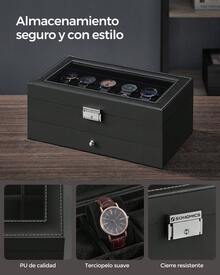 Cajas y organizadores de relojes - Regreso a la escuela Almacenamiento para dormitorios, Regalo de Navidad - Negro - Ver 2