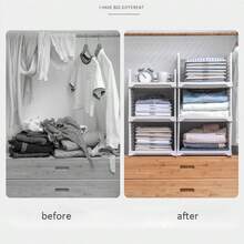 White Wardrobe Drawer Units Organizer Clothes Closet Stackable Storage Boxes Two Size - VJY0195-S - 查看 5
