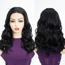 Synthetic Hair Body Wave Wig Full Machine Wigs For Women Loose Deep Wave Hair Wig Cosplay No Lace Full Machine - Tự nhiên & Đen - Xem 2