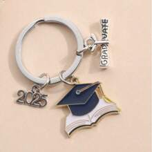 5 Stücke /10 Stücke 2025 Abschluss Schlüsselanhänger Set - Legierung, stilvolles Geschenk für Frauen mit Kappen- & Diplom-Charms, "GRADUATE" Inschrift, ideal für Rucksäcke, Autoaccessoires, Taschenanhänger, Schule