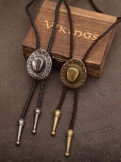 1pc Retro Vintage Copper/Silver Unisex Bolo Tie Necklace, Fashion Personalized Accessory Suitable For Daily Wear, Gift