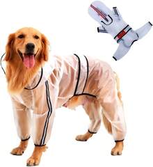 Impermeable para Perros, Impermeable Transparente para Perros de Cuatro Patas con Rayas Reflectantes, Pantalones de Capucha para Perros, Adecuado para Perros Medianos y Grandes (6XL) - 6XL - Ver 1