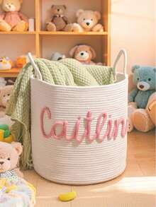 1个个性化姓名收纳篮，玩具和储物整理大号绳编篮，编织收纳篮，可用于存放玩具、衣物和毯子，多功能、装饰性强、可重复使用、精致、时尚、高品质、色彩丰富、现代、可定制、个性化、独特，适合情人节、母亲节、生日、父亲节、毕业典礼、婚礼、乔迁之喜等场合，传递精致浪漫，象征永恒的爱。 - 彩色 - 查看 4